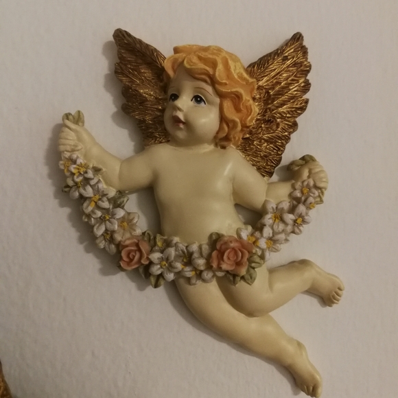 vintage Angels Cherubs Musical Chimes Ceramic Wall Clock - Picture 5 of 7